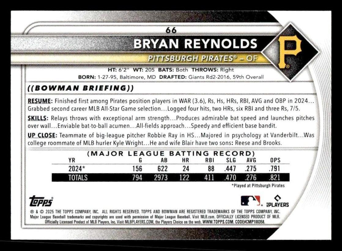 2025 Bowman #66 Bryan Reynolds