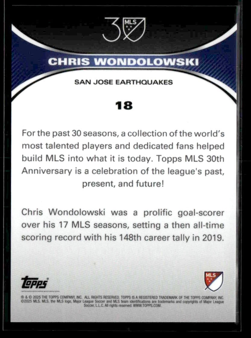 2025 Topps MLS 30th Anniversary Collection #18 Chris Wondolowski