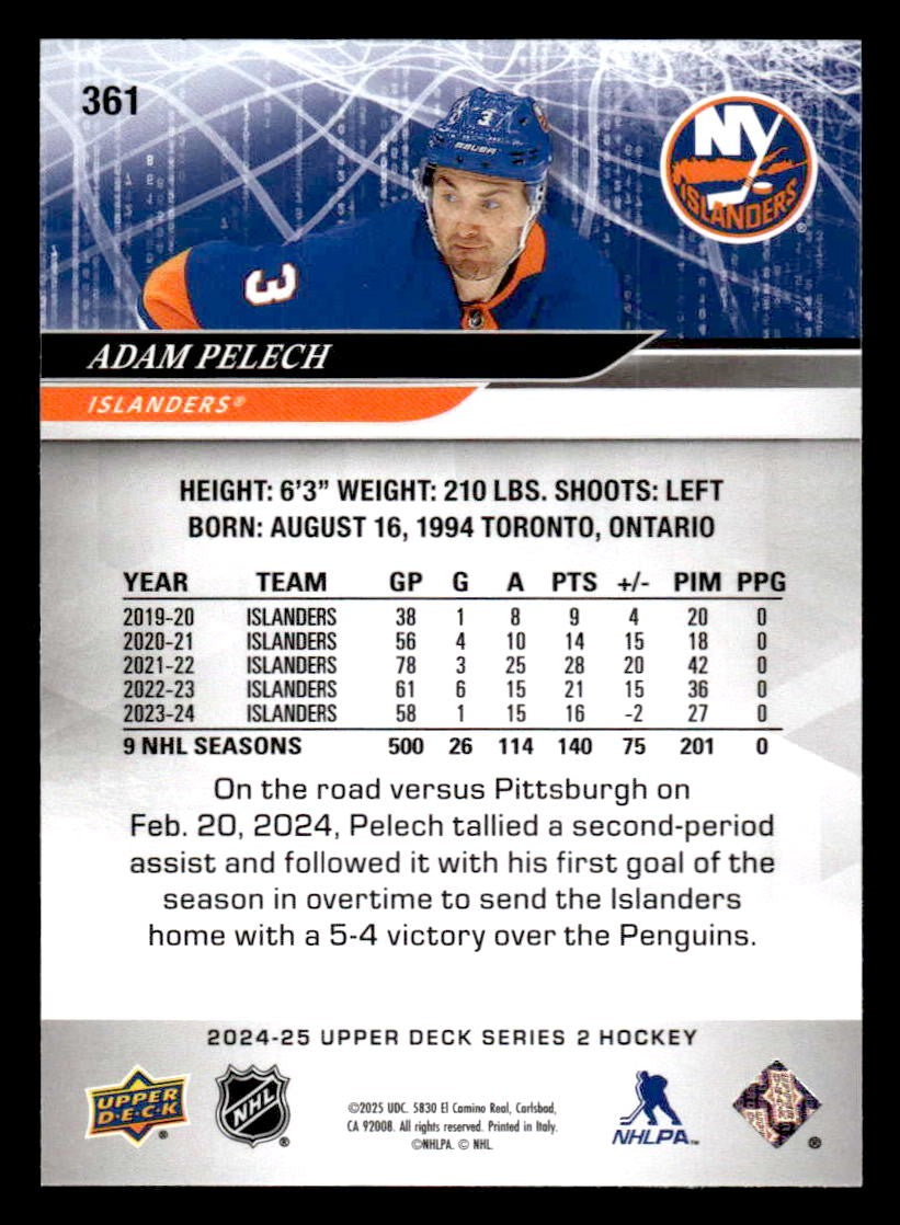 2024-25 Upper Deck #361 Adam Pelech
