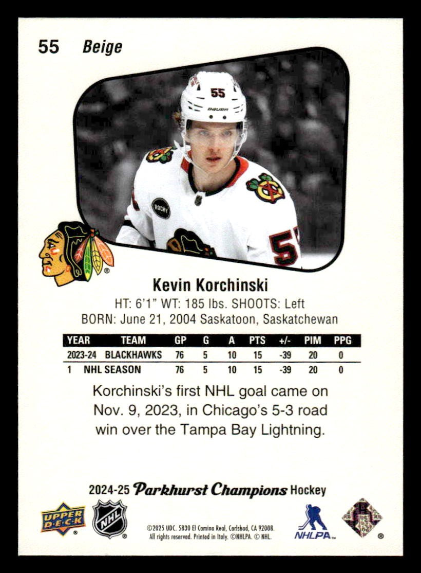 2024-25 Parkhurst Champions #55 Kevin Korchinski