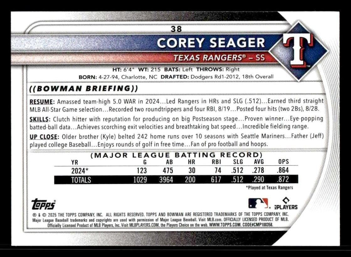 2025 Bowman #38 Corey Seager