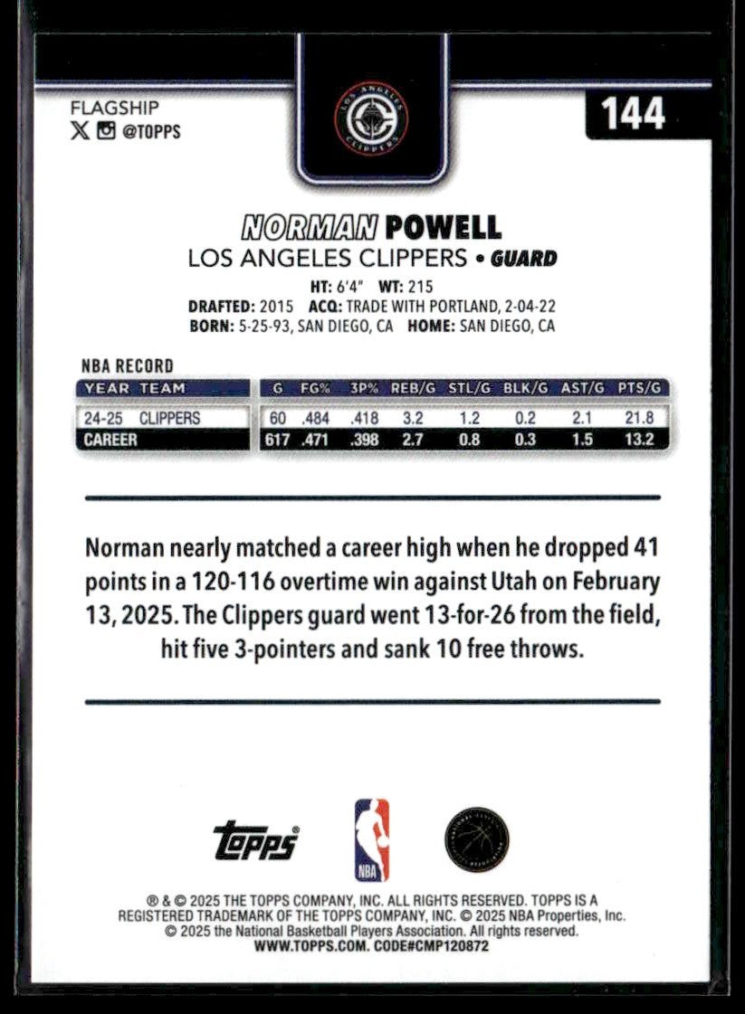 2025-26 Topps #144 Norman Powell