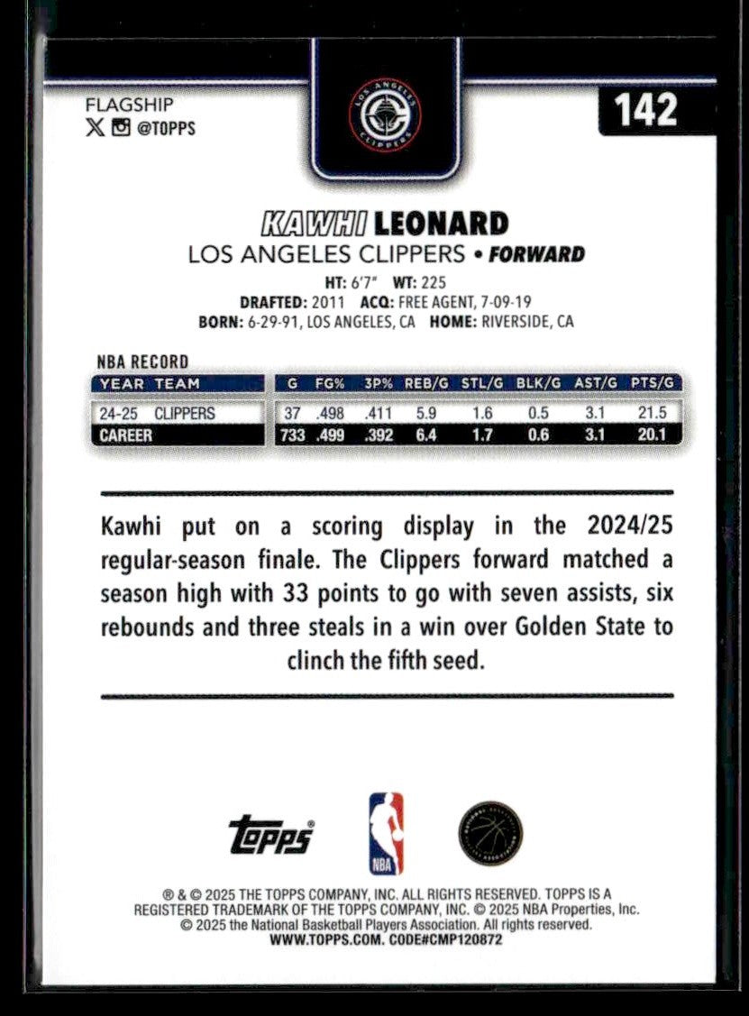 2025-26 Topps #142 Kawhi Leonard