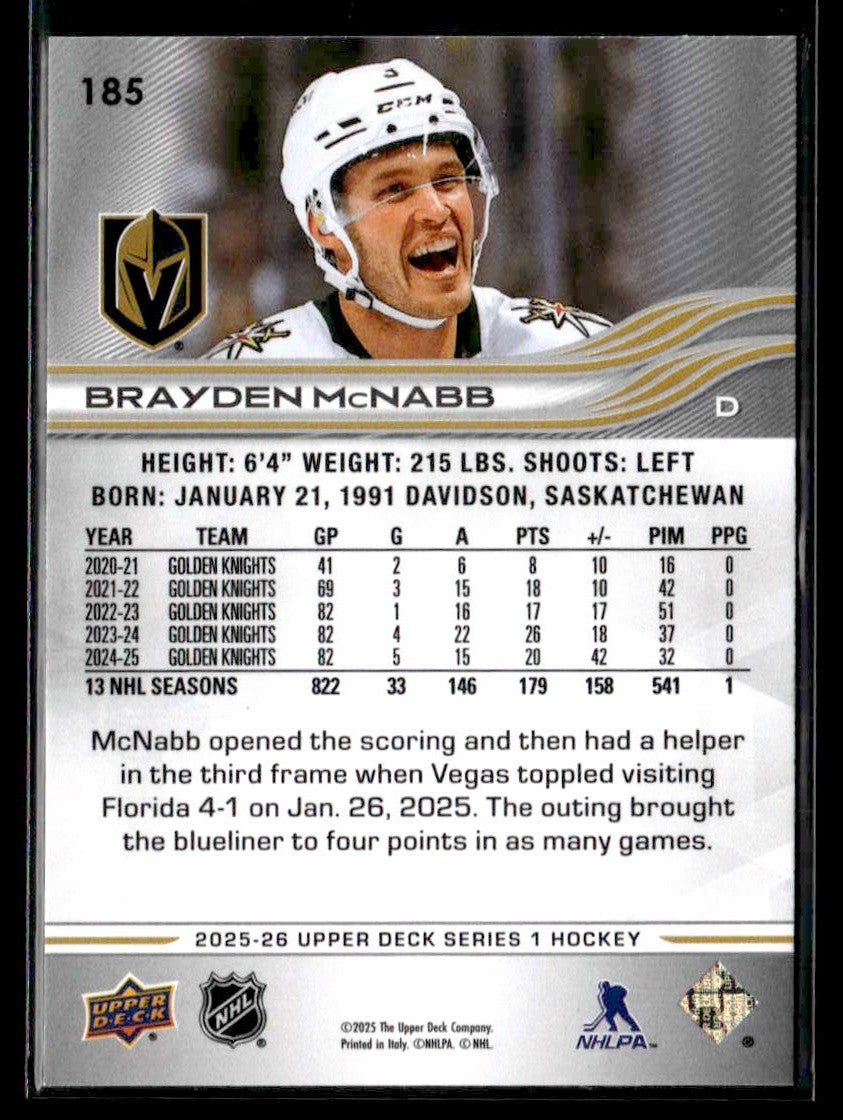 2025-26 Upper Deck #185 Brayden McNabb