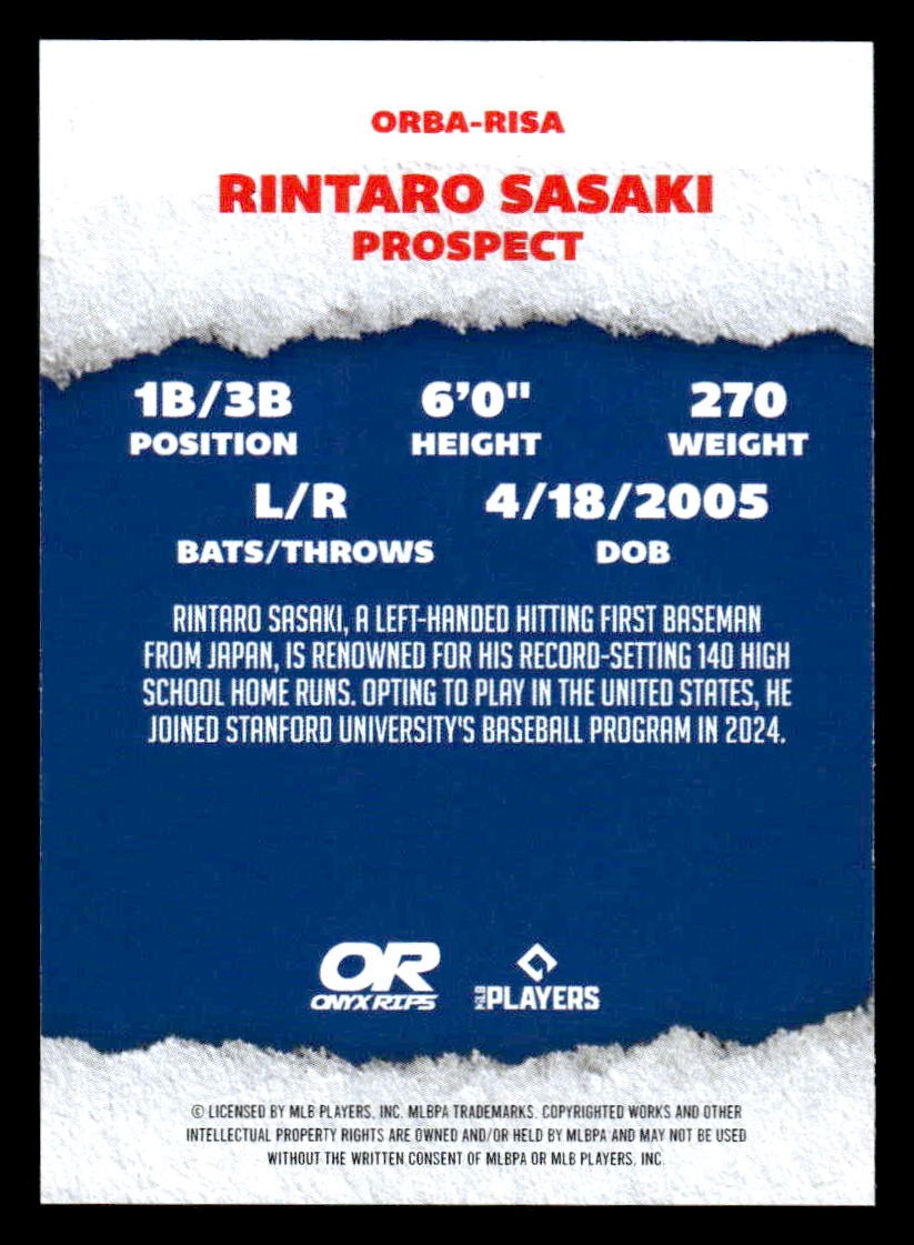 2025 Onyx Rips #ORBA-RISA Rintaro Sasaki