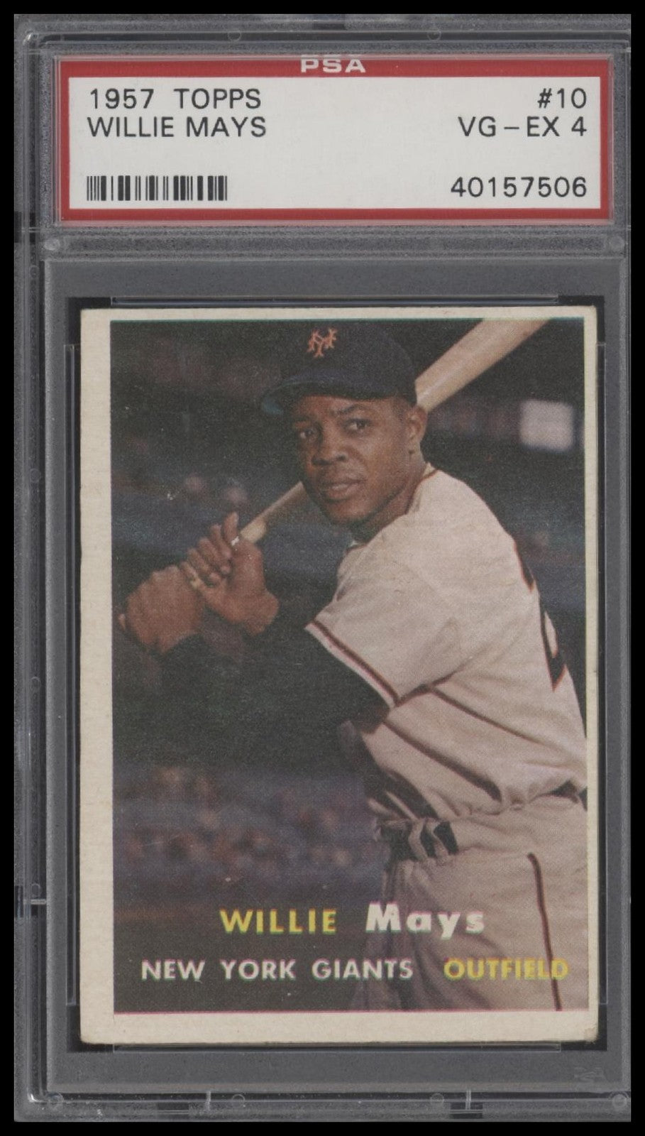 🔥 Willie Mays — 1957 Topps — PSA 4 Slab 🔥