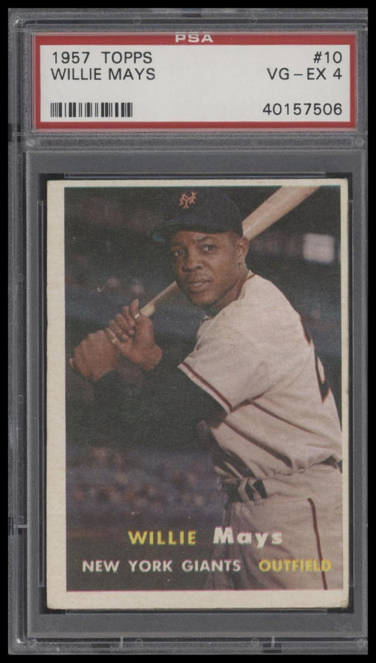 🔥 Willie Mays — 1957 Topps — PSA 4 Slab 🔥