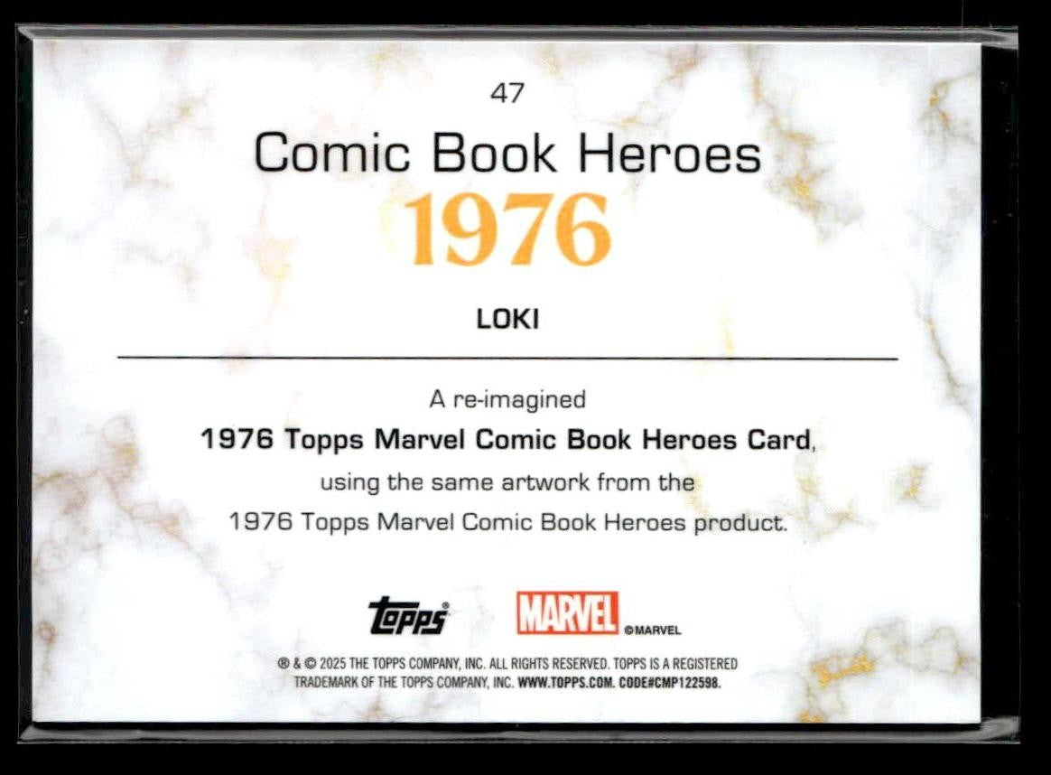 2025 Topps Marvel 1975 Golden Anniversary #47 Loki Gold Atomic #083/125