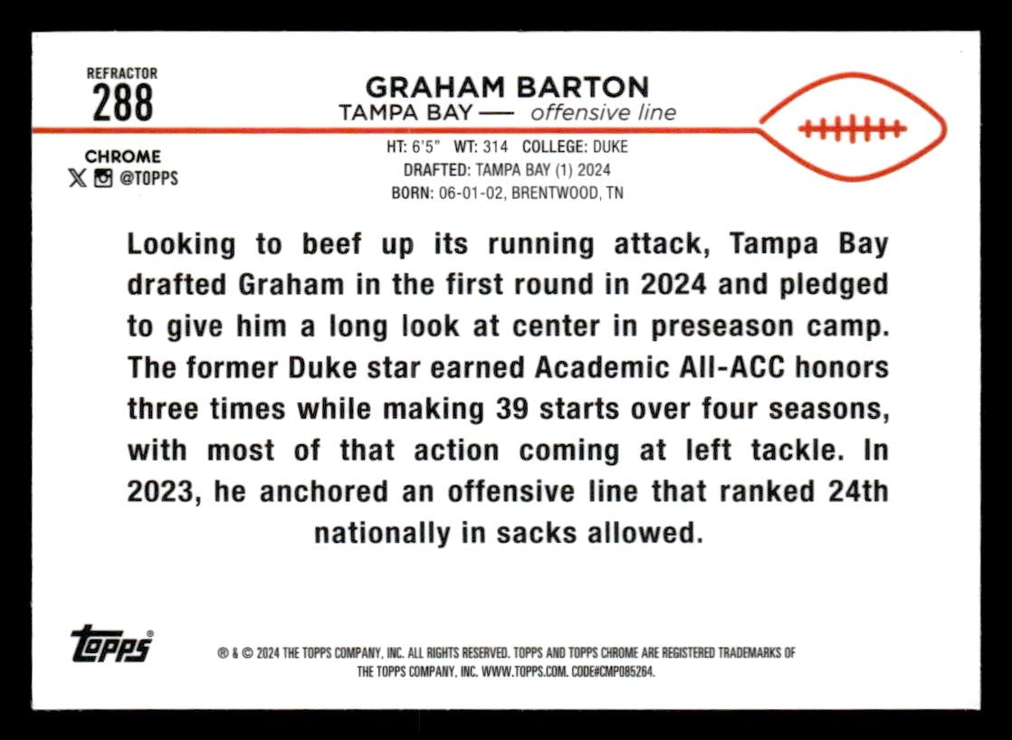 2024 Topps Chrome #288 Graham Barton Refractor