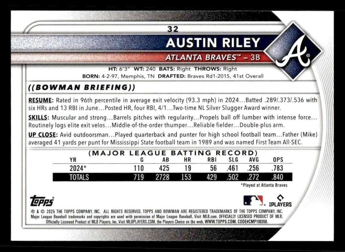 2025 Bowman #32 Austin Riley