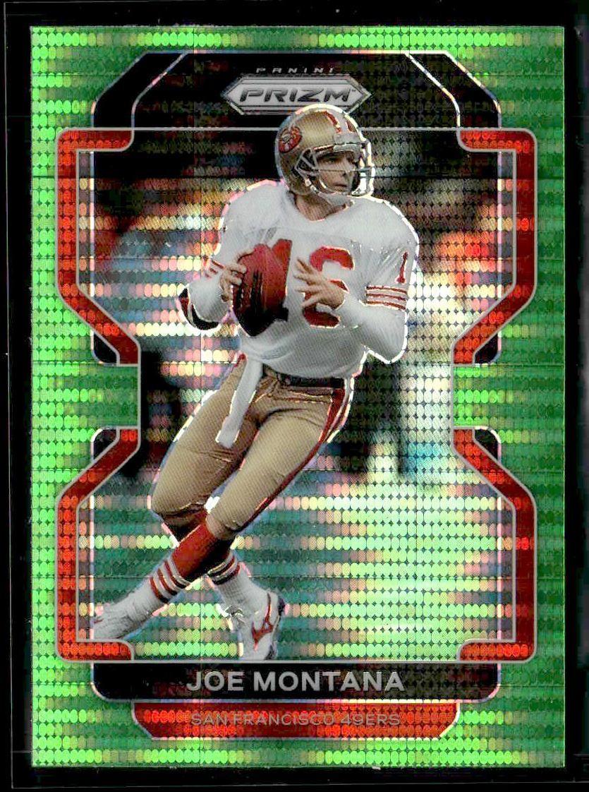 2021 Panini Prizm #60 Joe Montana Neon Green Pulsar