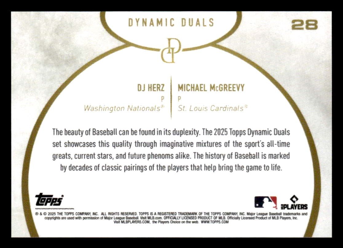 2025 Topps Dynamic Duals #28 DJ Herz / Michael McGreevy