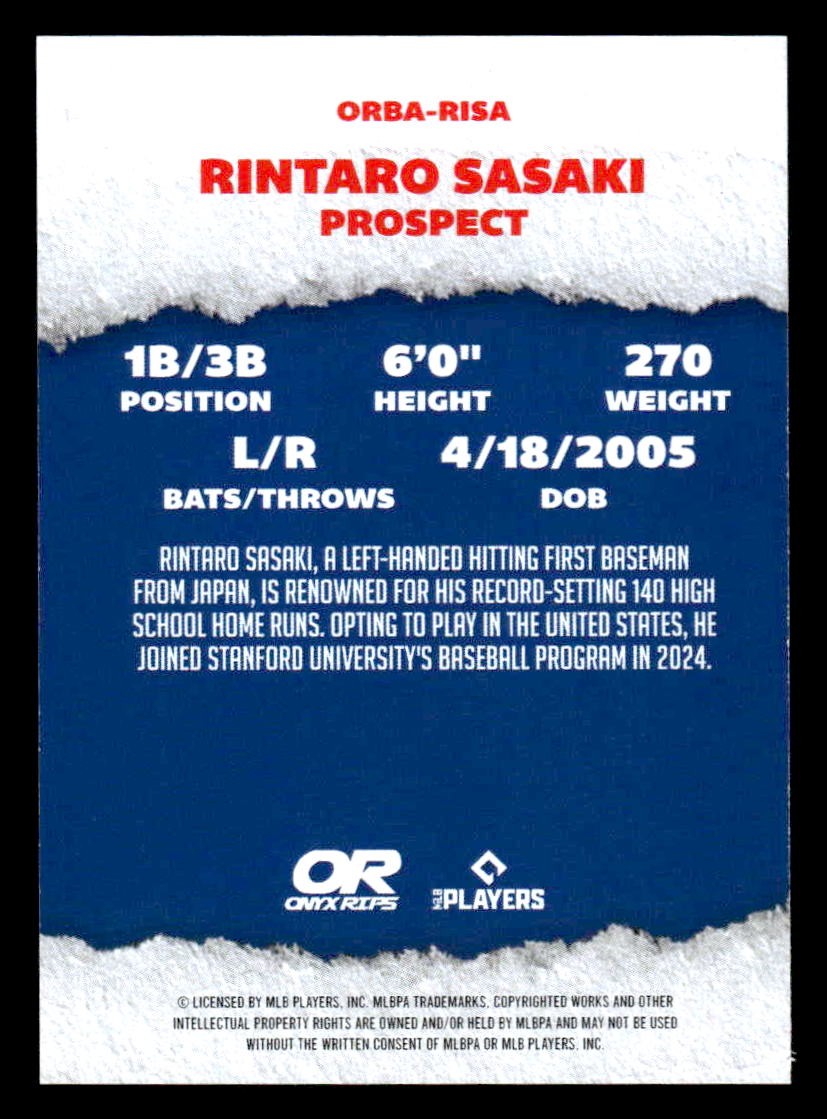 2025 Onyx Rips #ORBA-RISA Rintaro Sasaki