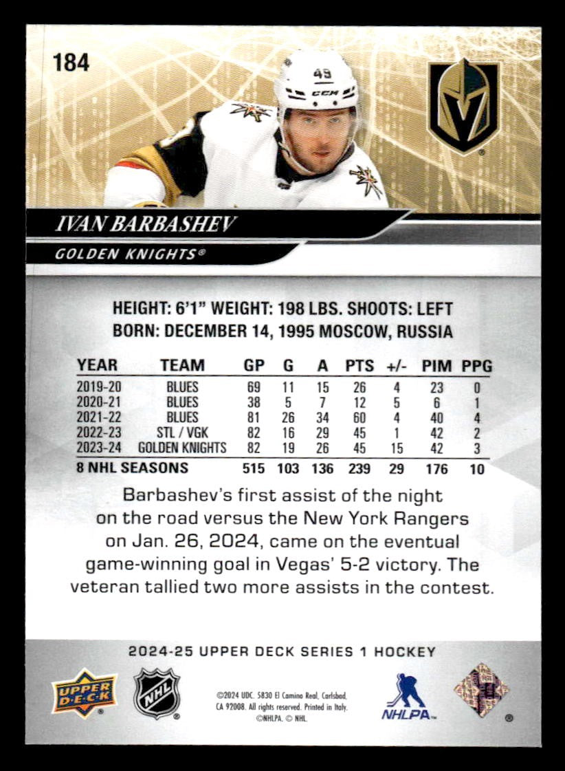 2024-25 Upper Deck #184 Ivan Barbashev