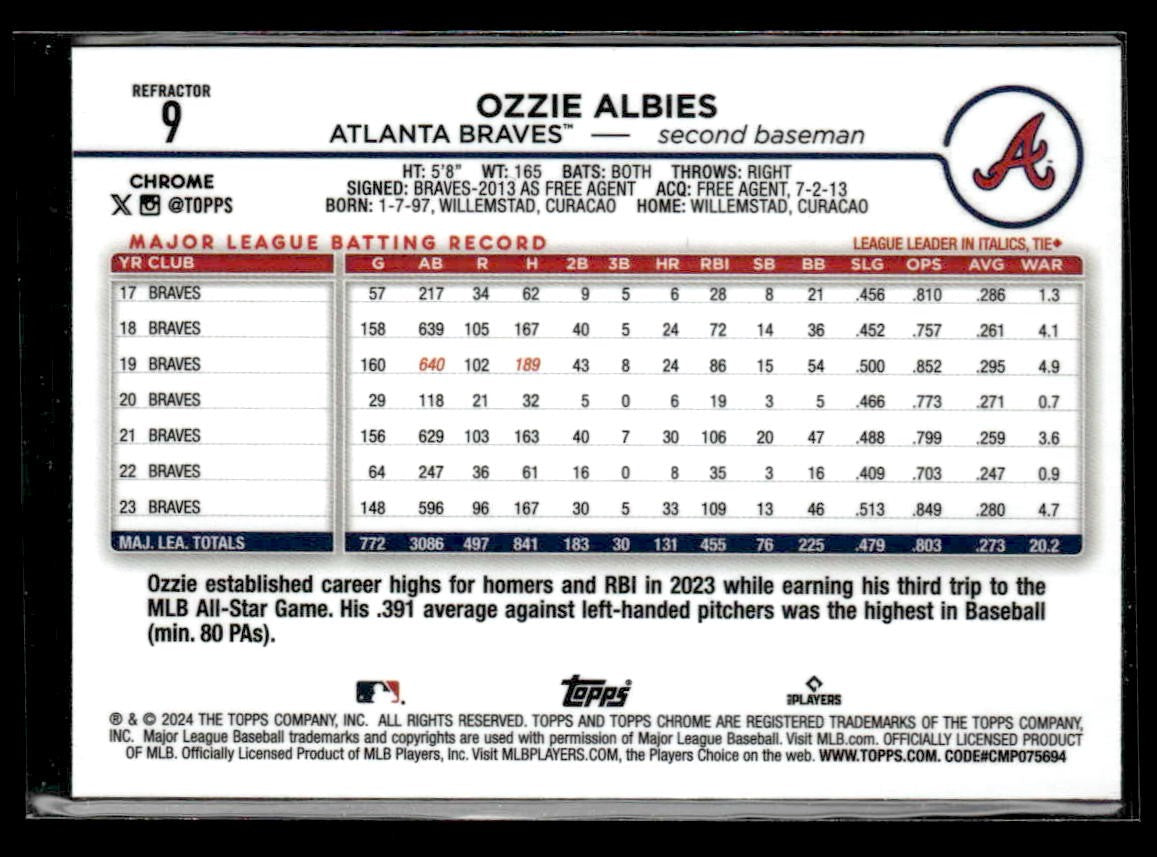 2024 Topps Chrome #9 Ozzie Albies Refractors