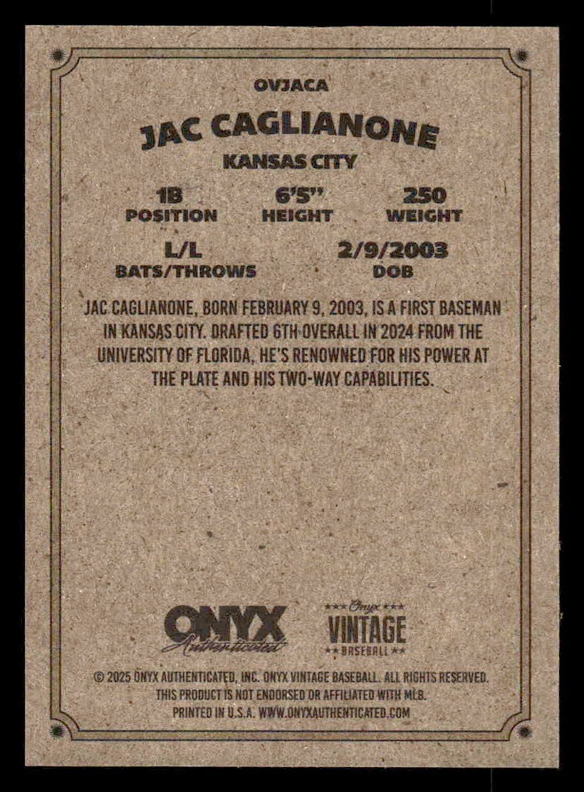 2025 Onyx Vintage #OVJACA Jac Caglianone