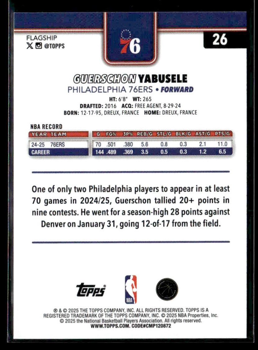 2025-26 Topps #26 Guerschon Yabusele