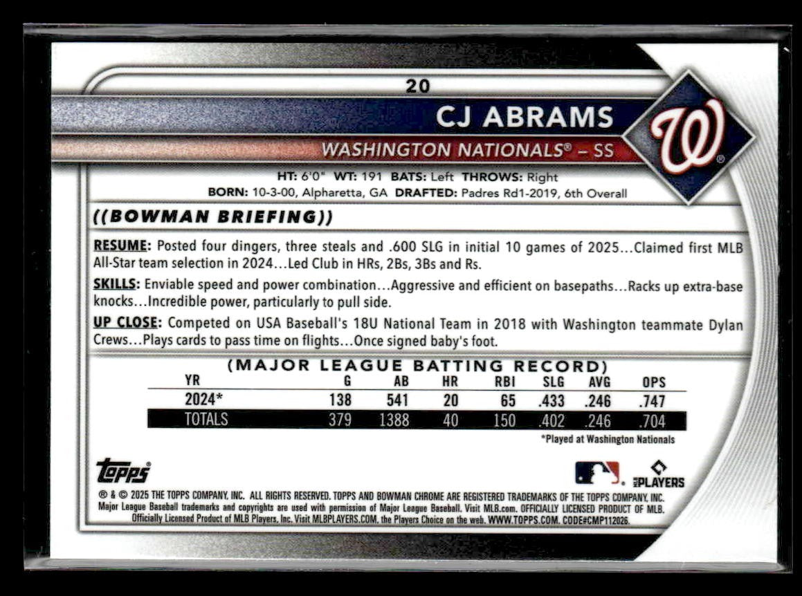 2025 Bowman Chrome #20 CJ Abrams