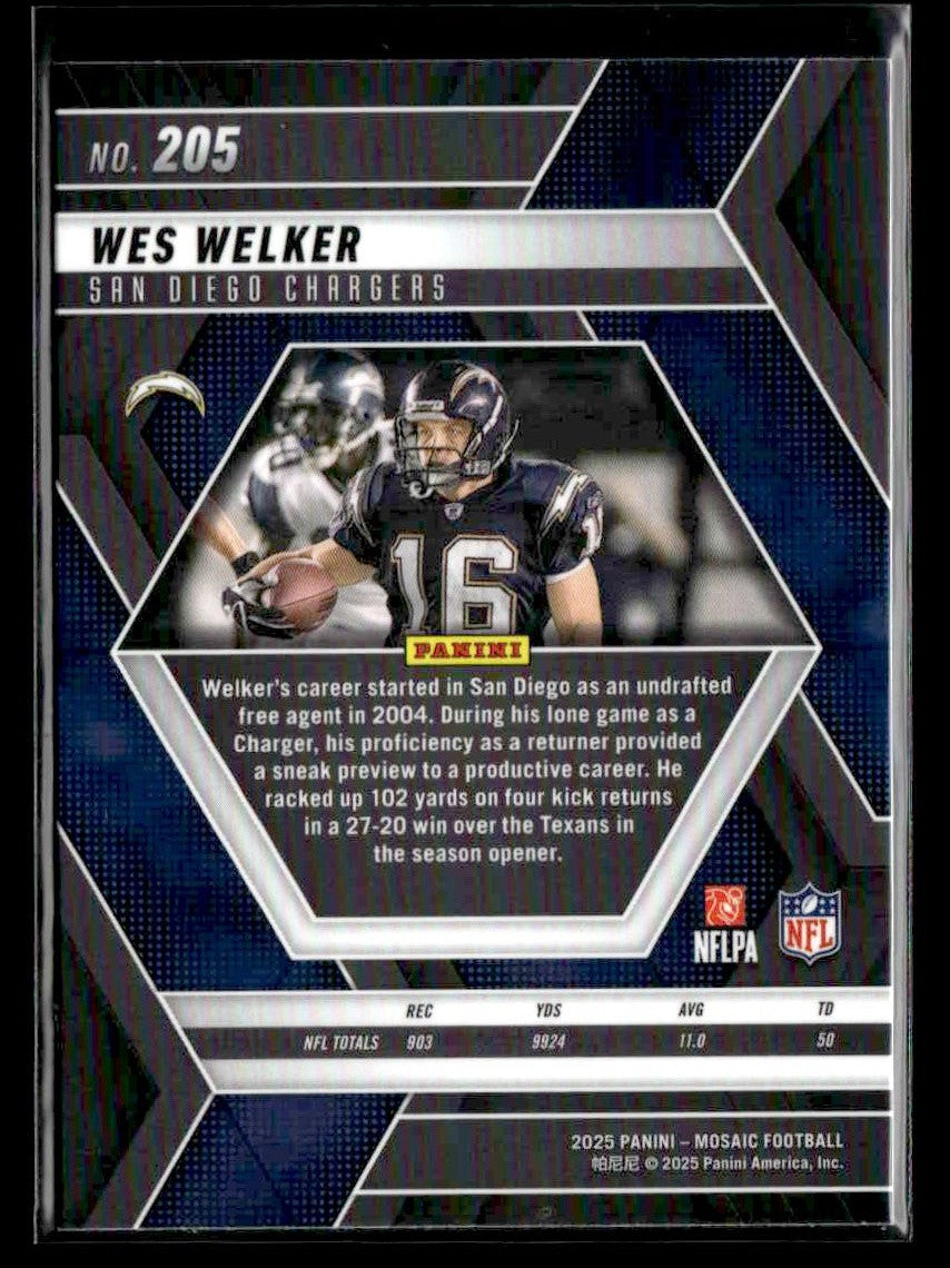 2025 Panini Mosaic #205 Wes Welker