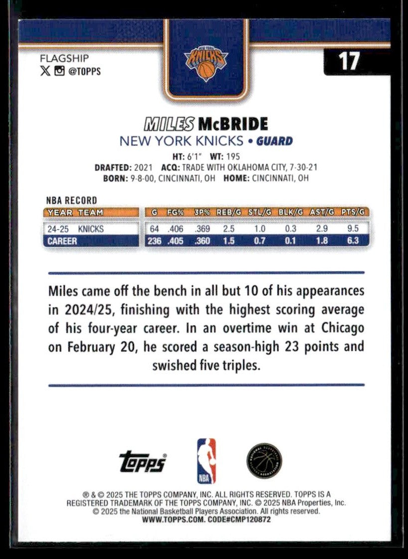 2025-26 Topps #17 Miles McBride