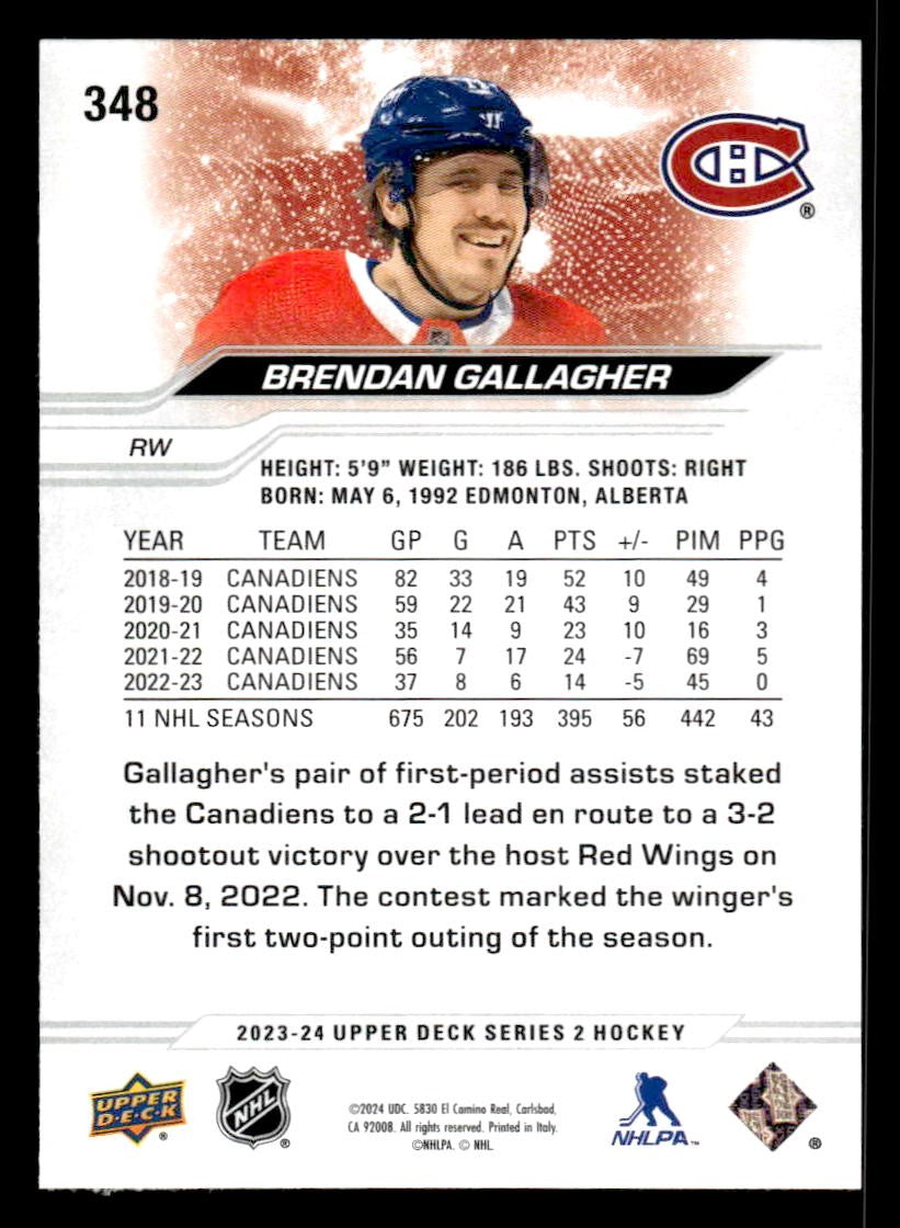 2023-24 Upper Deck #348 Brendan Gallagher