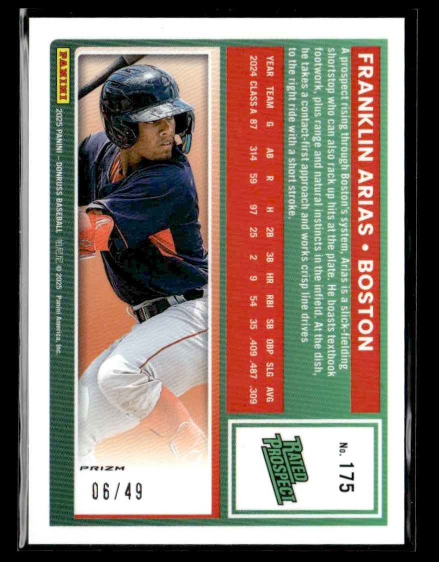 2025 Donruss #175 Franklin Arias Optic Purple #/49