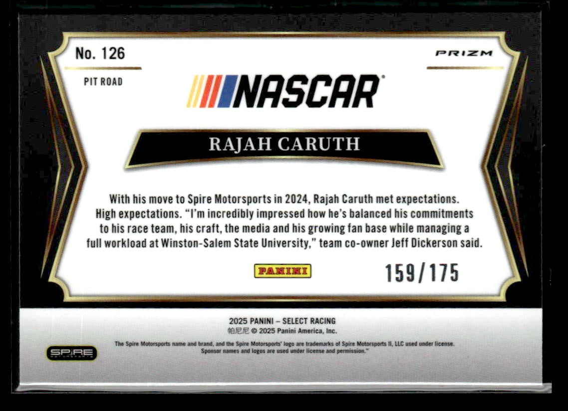 2025 Panini Select #126 Rajah Caruth Blue Prizms #/175