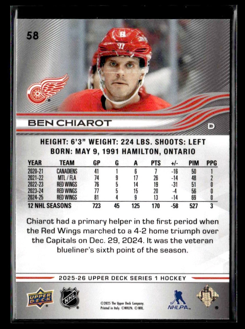 2025-26 Upper Deck #58 Ben Chiarot