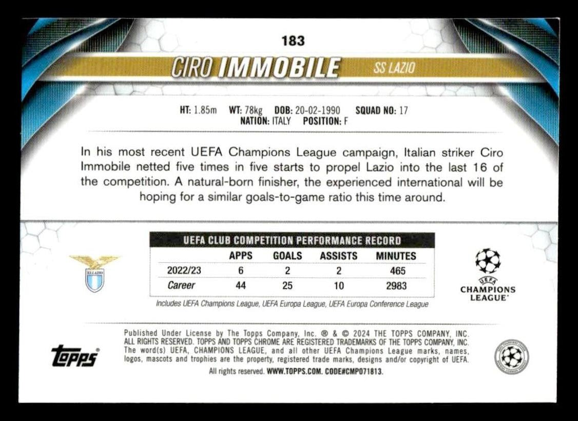 2023-24 Topps Chrome UEFA Club Competitions #183 Ciro Immobile