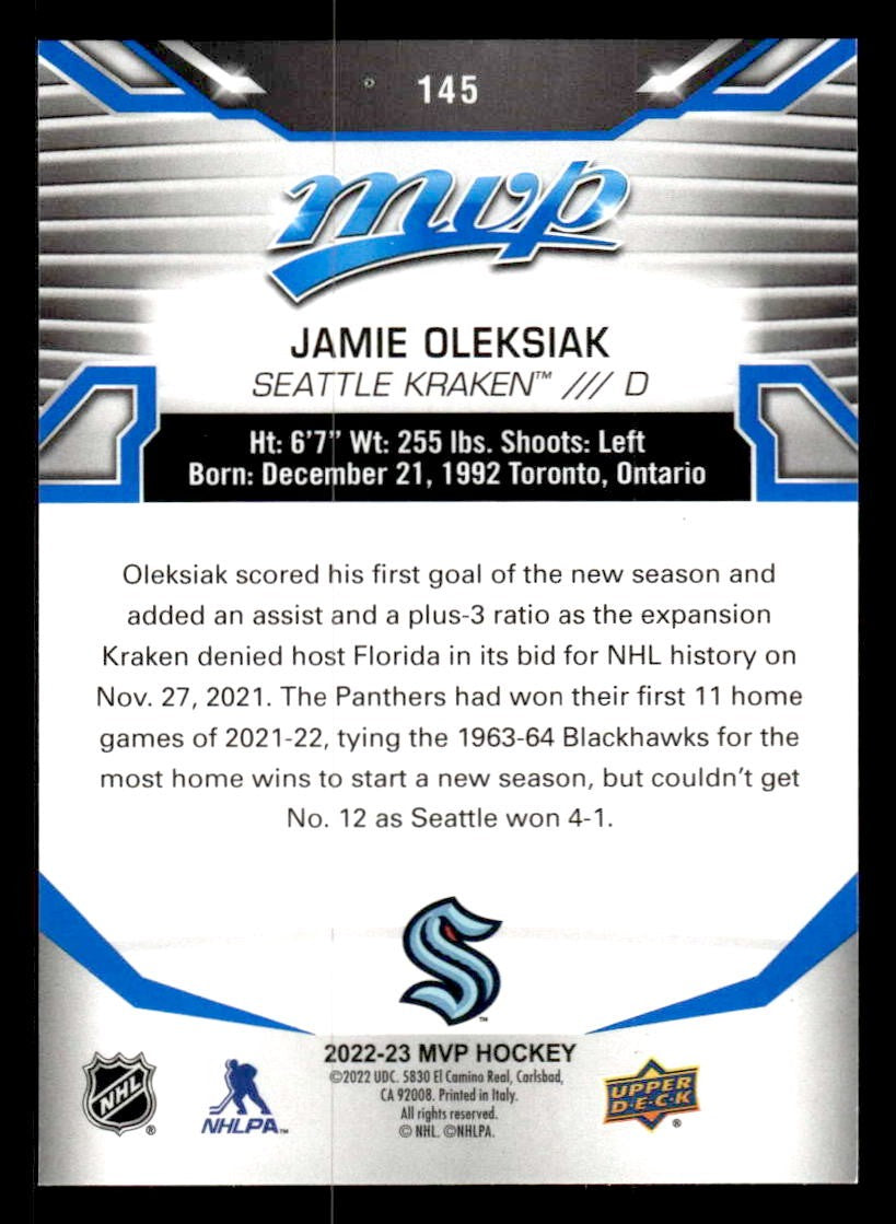 2022-23 Upper Deck MVP #145 Jamie Oleksiak Blue Script
