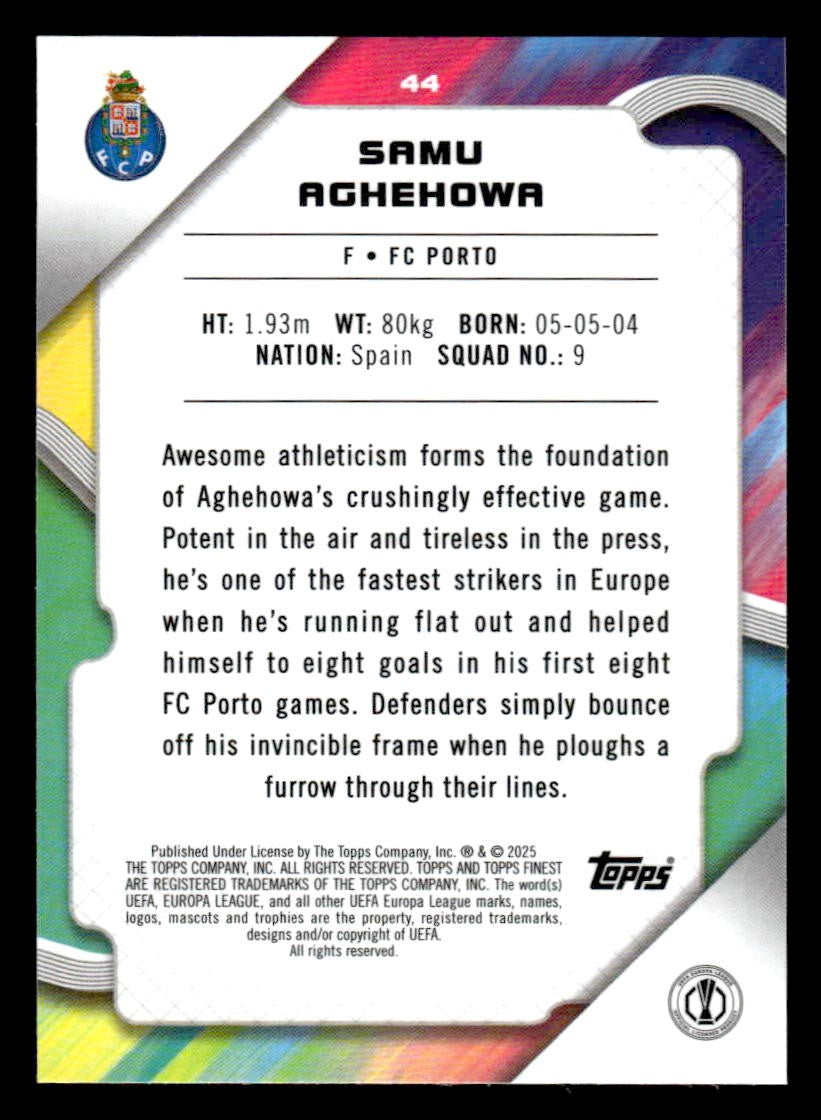 2024-25 Topps Finest UEFA Club Comp #44 Samu Aghehowa