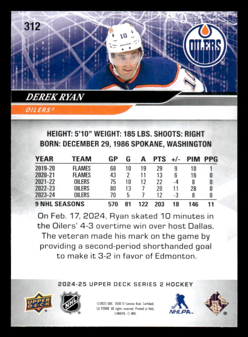 2024-25 Upper Deck #312 Derek Ryan