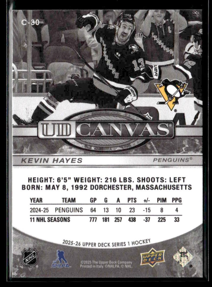 2025-26 Upper Deck #C-30 Kevin Hayes UD Canvas Black & White