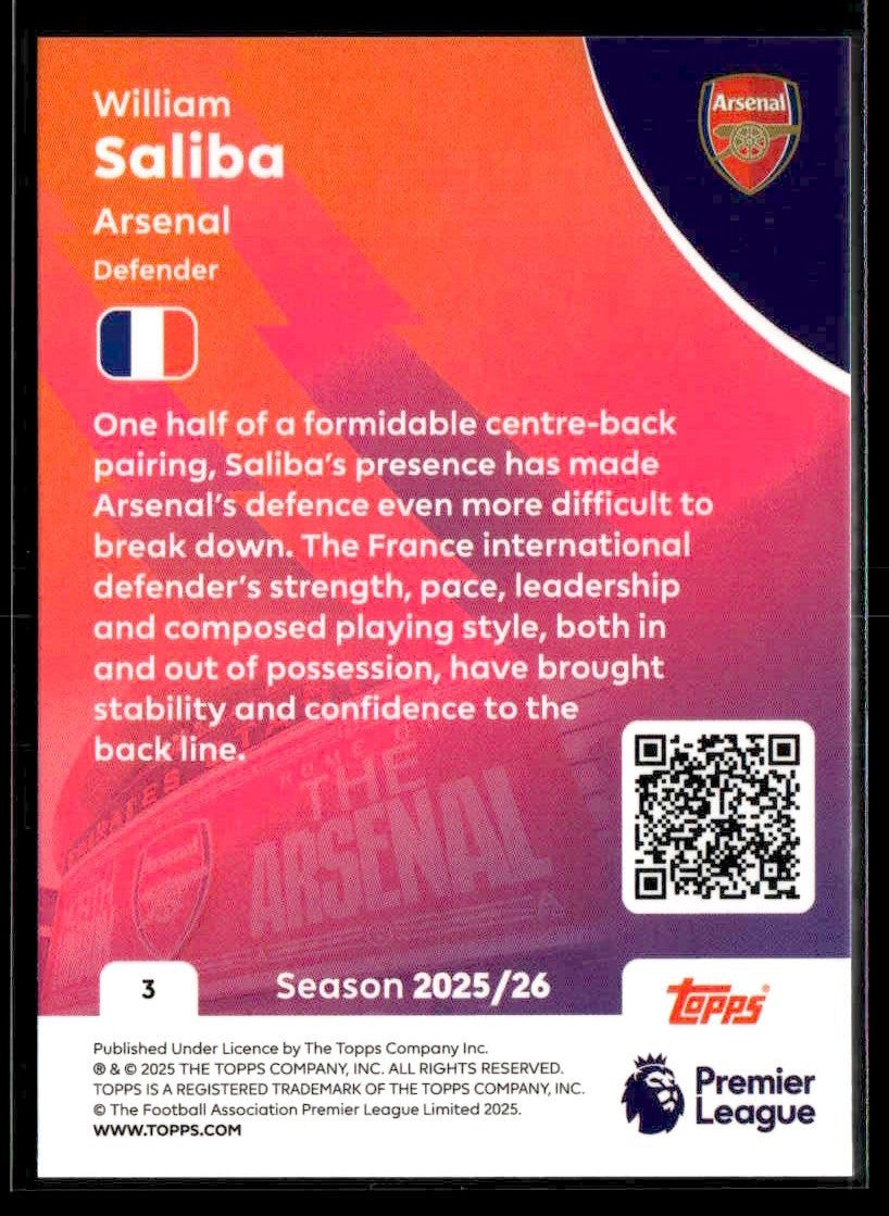 2025-26 Topps Premier League #3 William Saliba