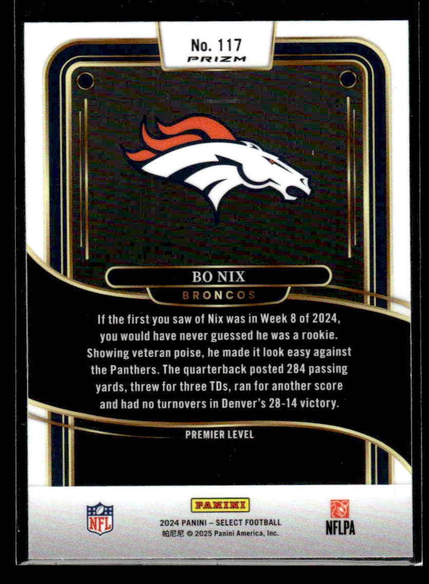 2024 Panini Select #117 Bo Nix Silver Prizm