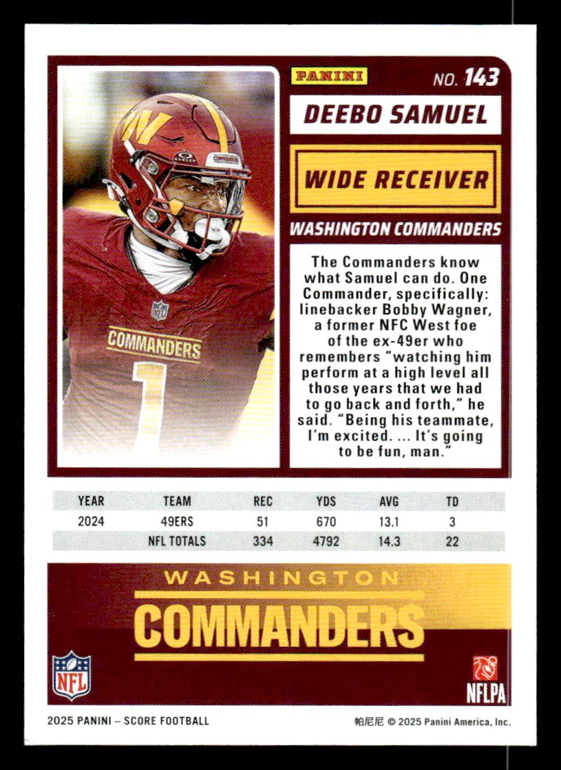 2025 Score #143 Deebo Samuel