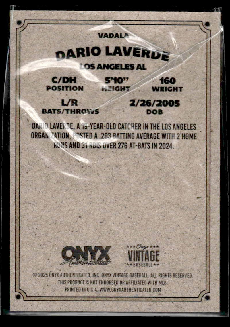 2025 Onyx Vintage #VADALA Dario Laverde Autographs