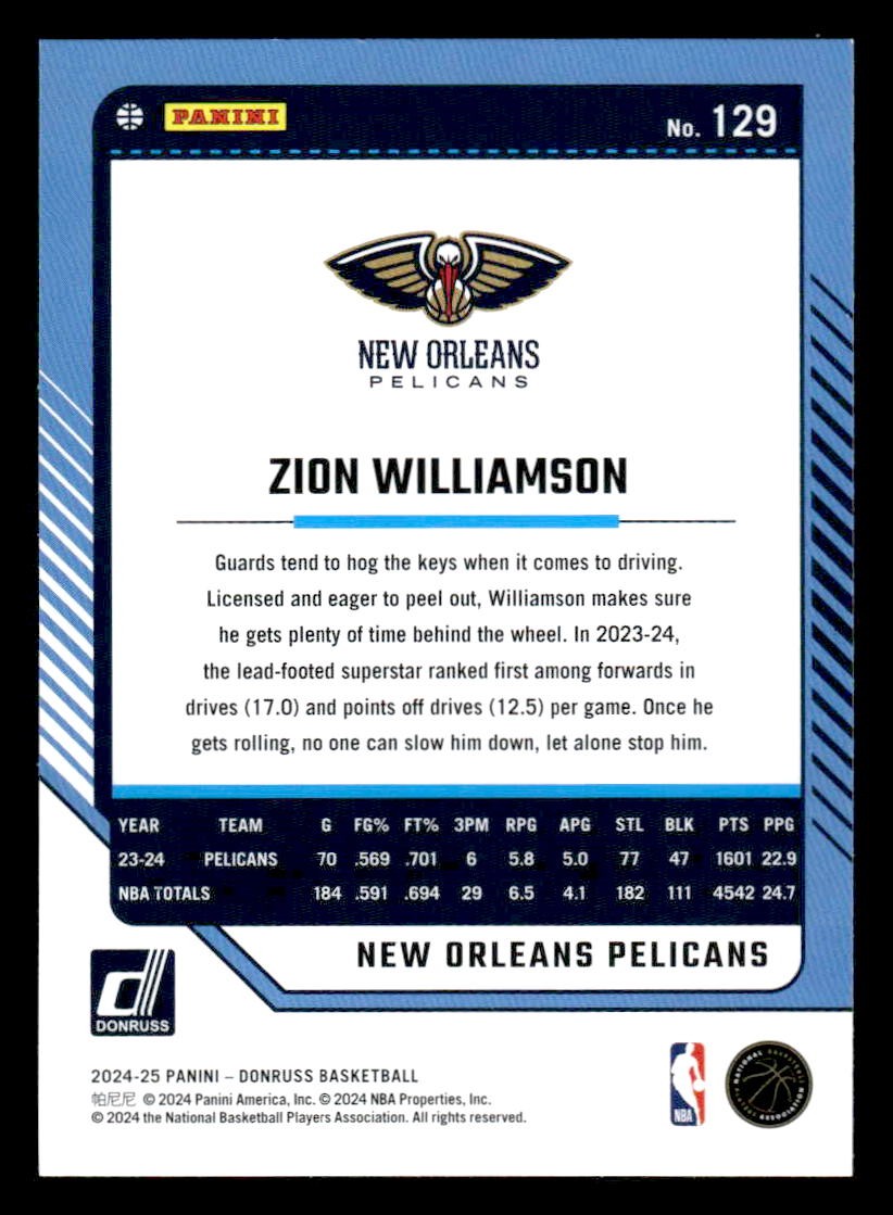 2024-25 Donruss #129 Zion Williamson