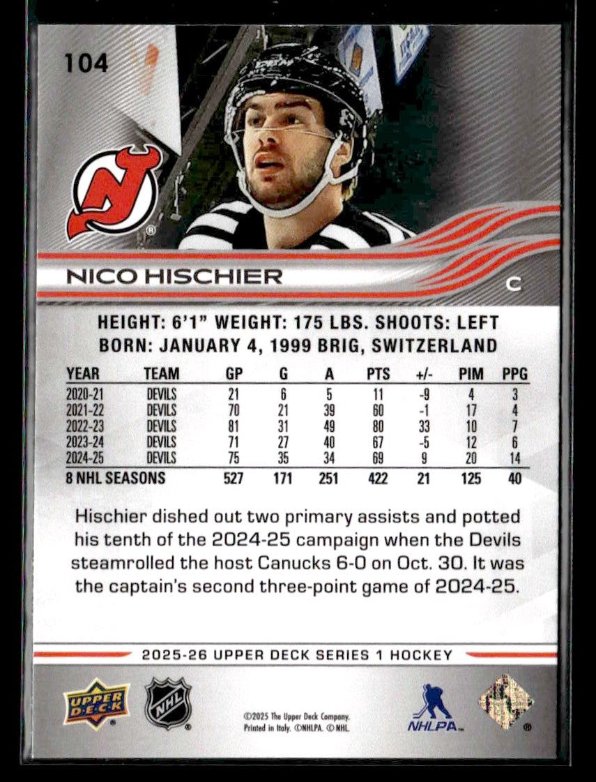 2025-26 Upper Deck #104 Nico Hischier