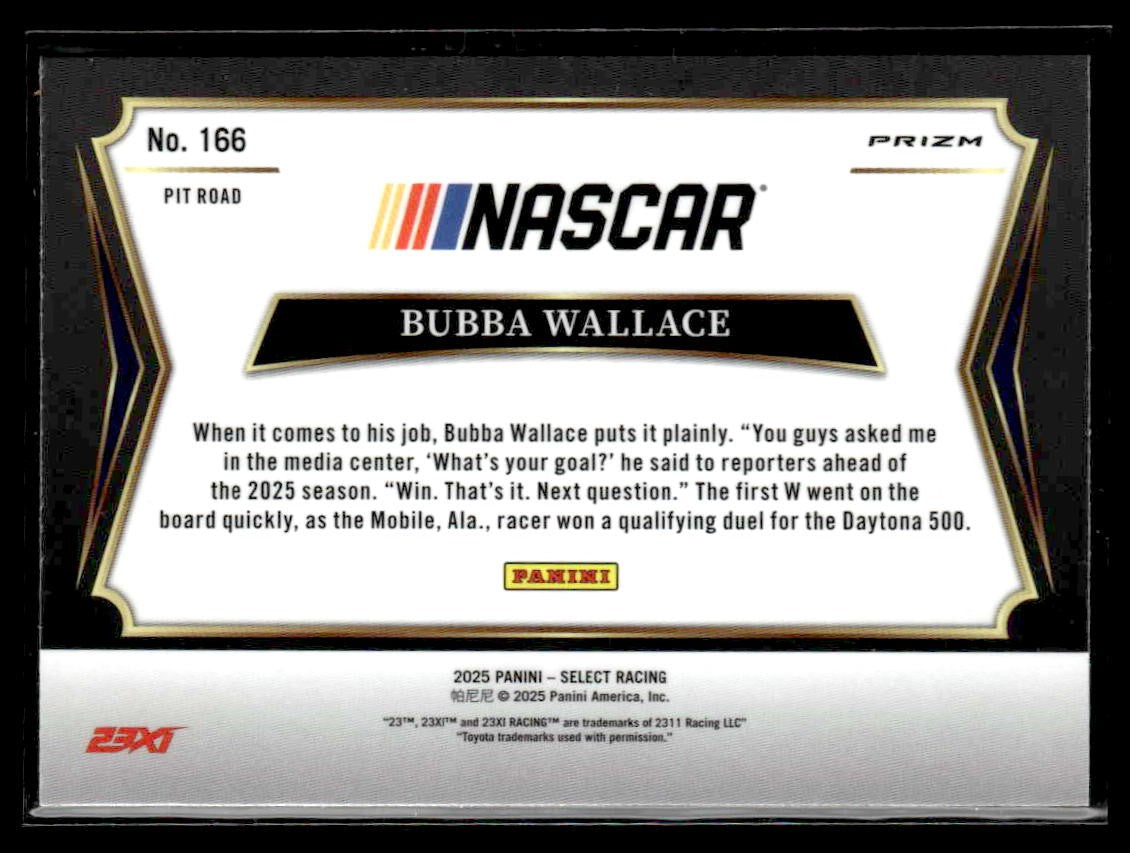 2025 Panini Select #166 Bubba Wallace Silver Prizms