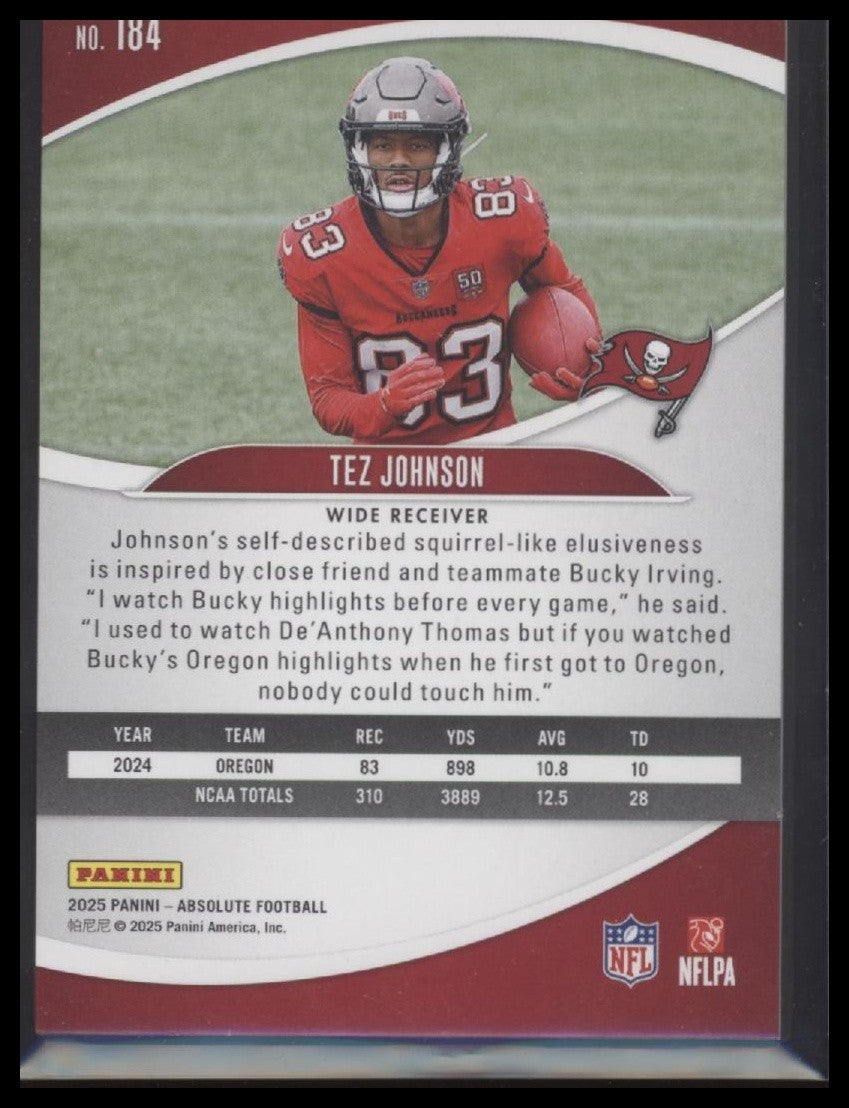 2025 Panini Absolute #184 Tez Johnson Spectrum Orange #/150