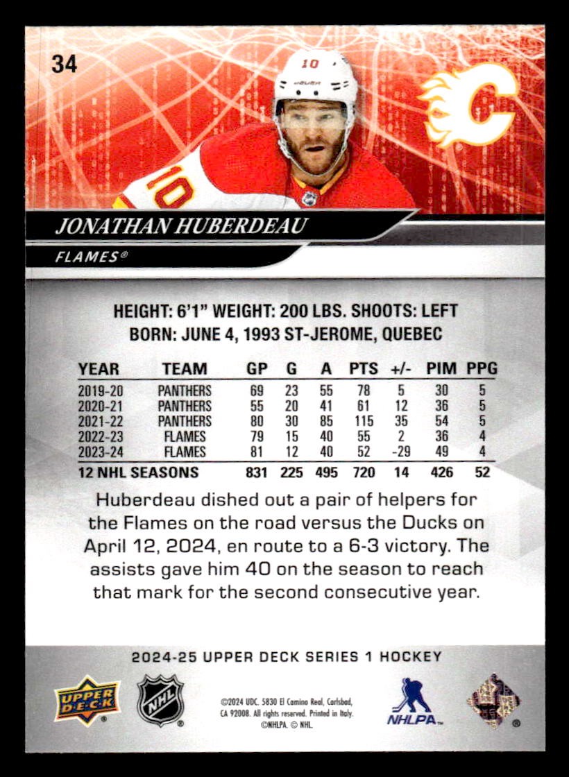2024-25 Upper Deck #34 Jonathan Huberdeau