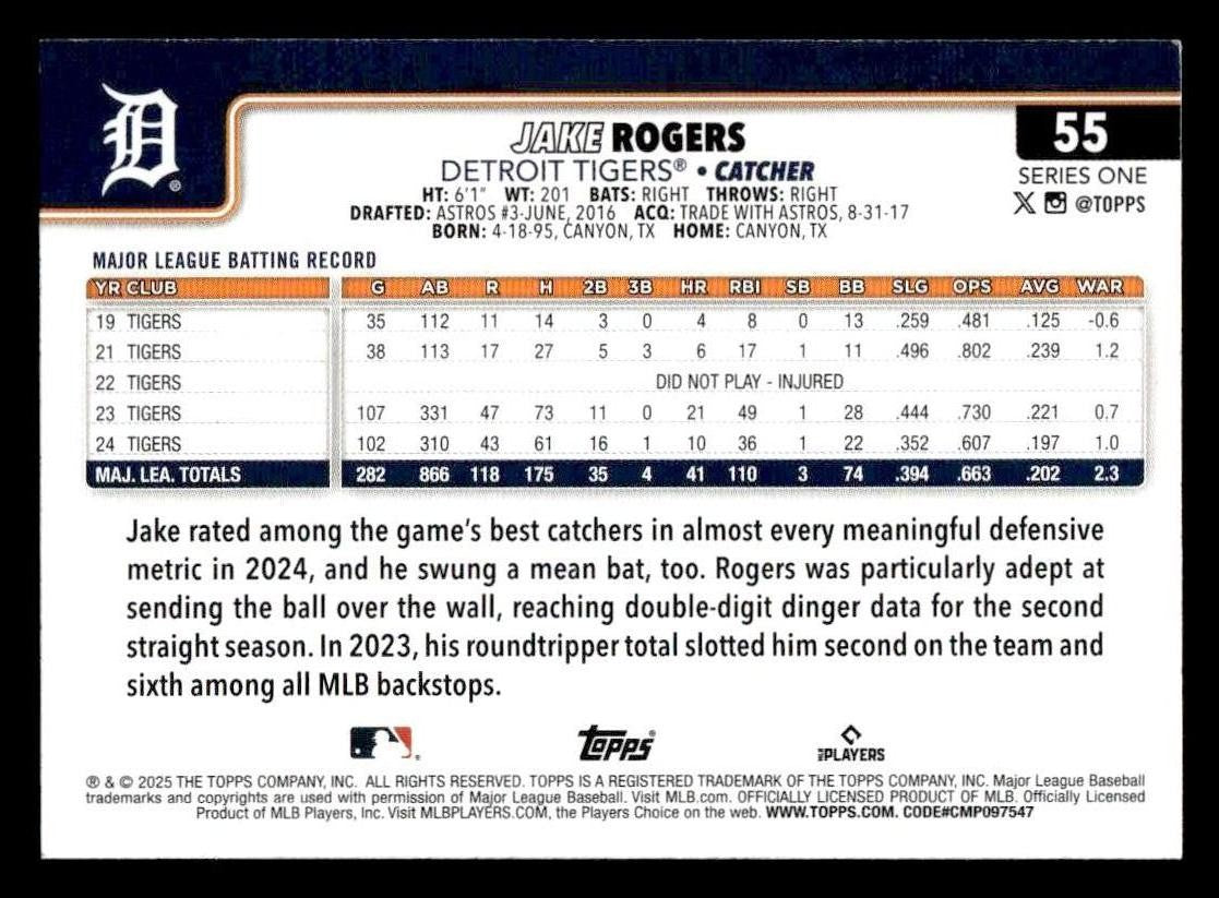 2025 Topps #55 Jake Rogers