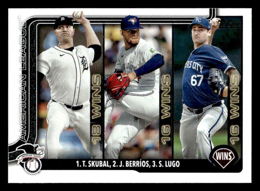2025 Topps #151 Amer Lge Ldrs Wins Tarik Skubal/José Berríos/Seth Lugo