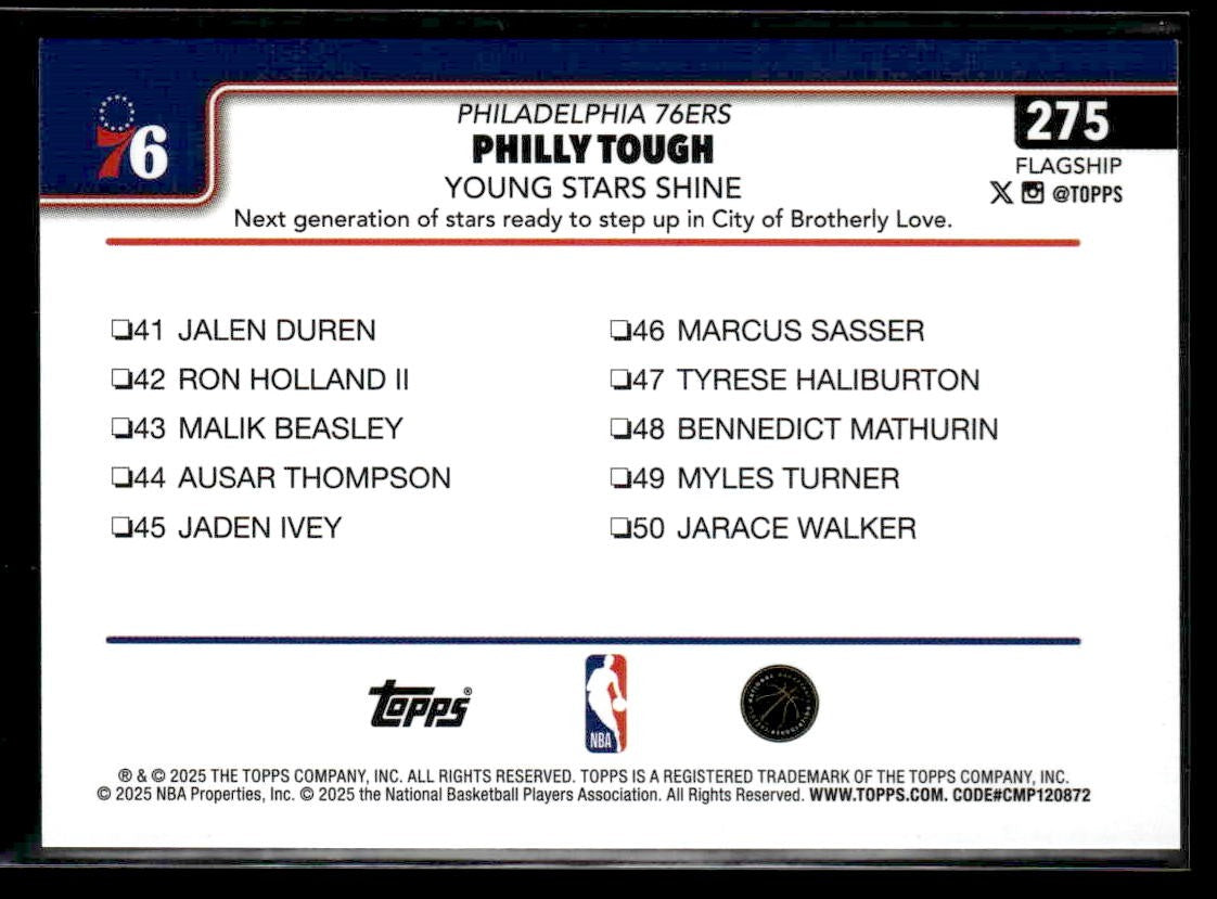 2025-26 Topps #275 Philly Tough: Young Stars Shine