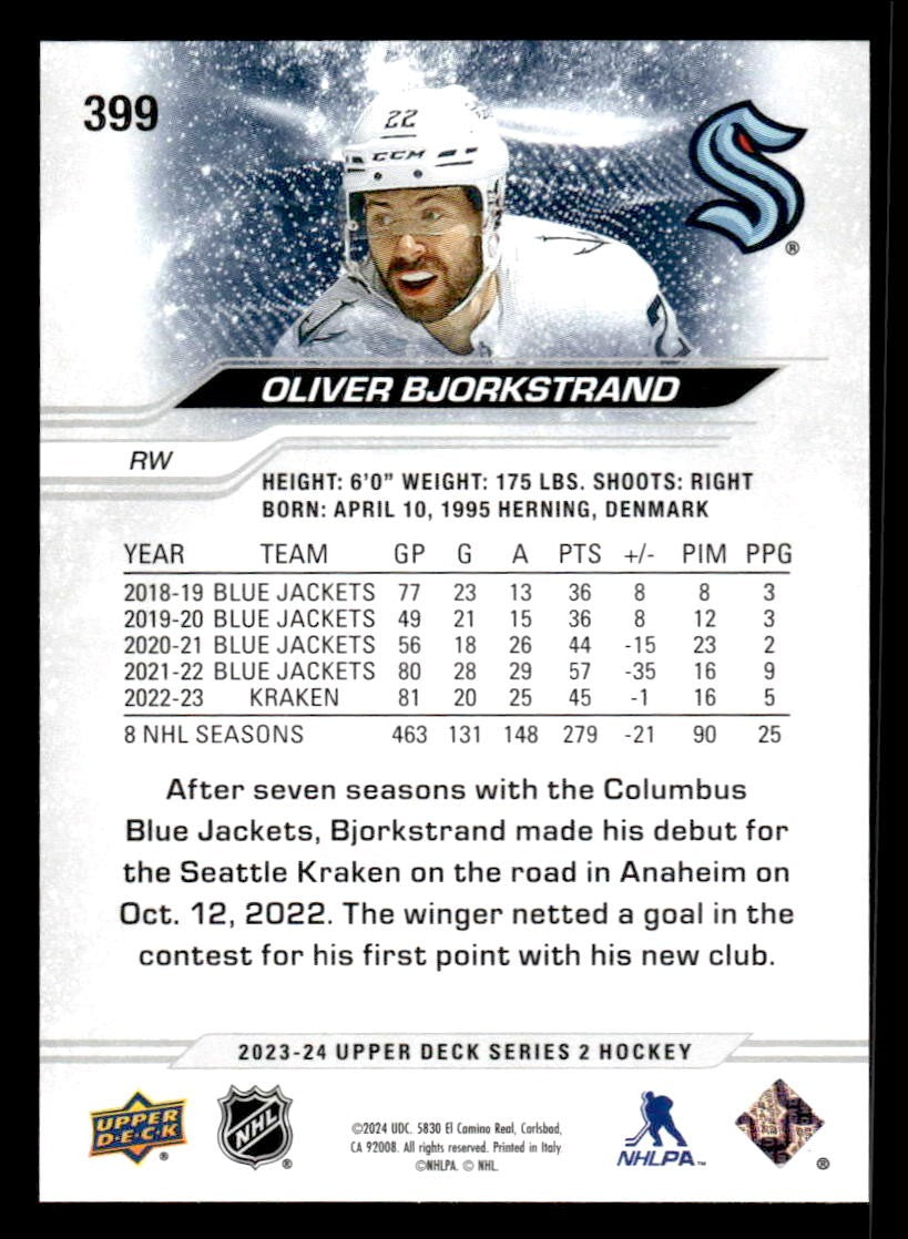 2023-24 Upper Deck #399 Oliver Bjorkstrand