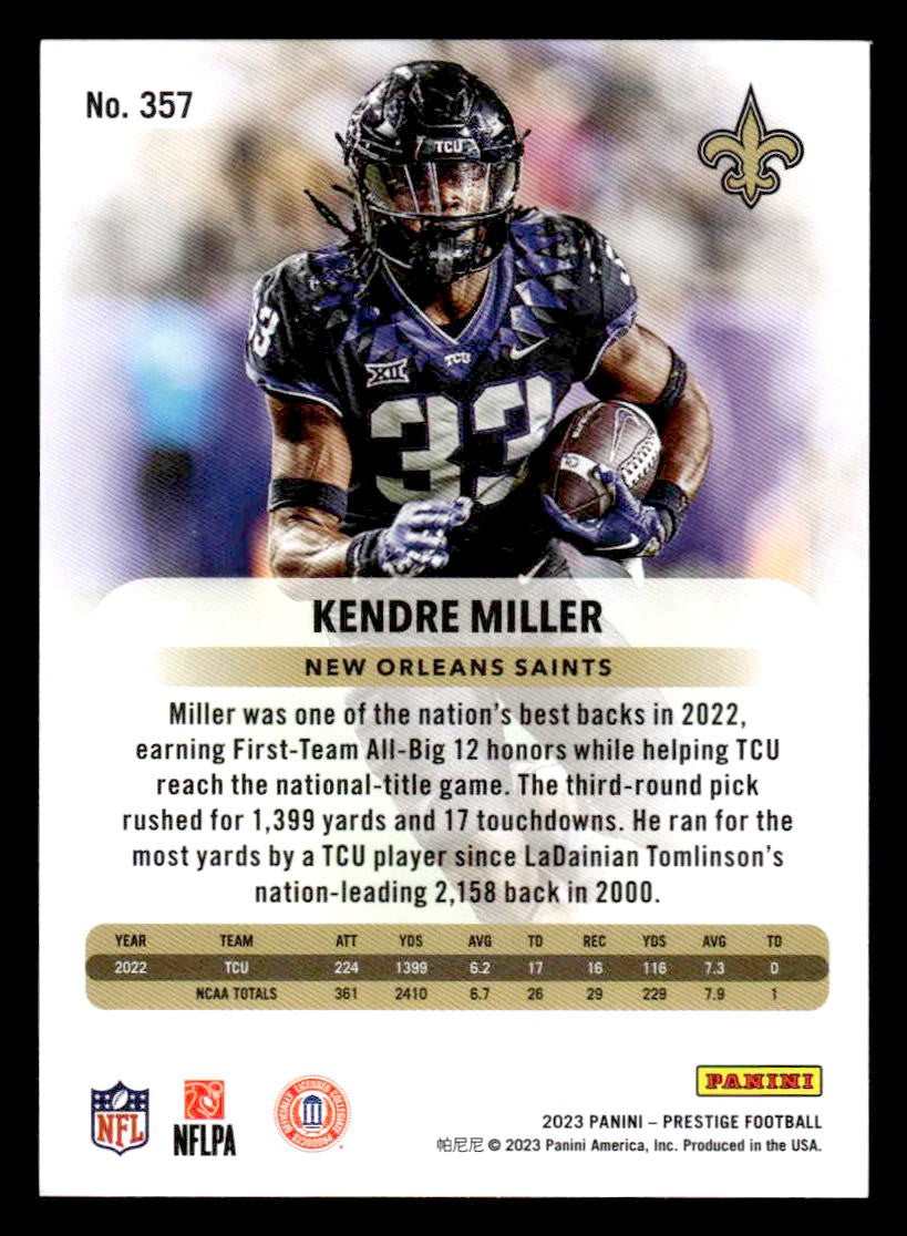 2023 Panini Prestige #357 Kendre Miller