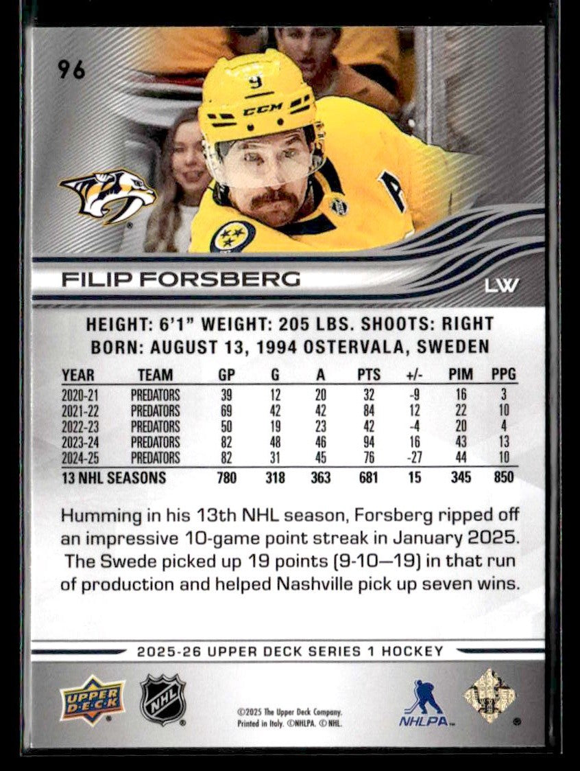 2025-26 Upper Deck #96 Filip Forsberg