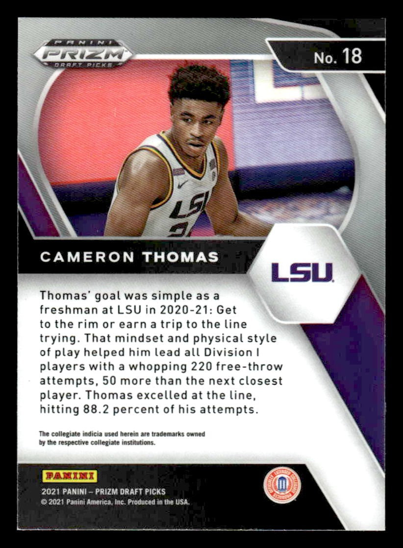 2021 Panini Prizm Draft Picks #18 Cameron Thomas
