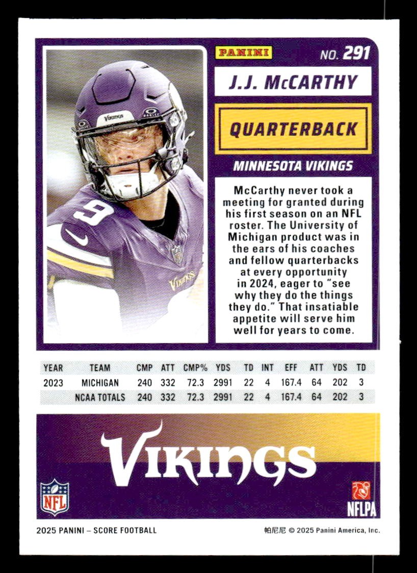 2025 Score #291 J.J. McCarthy